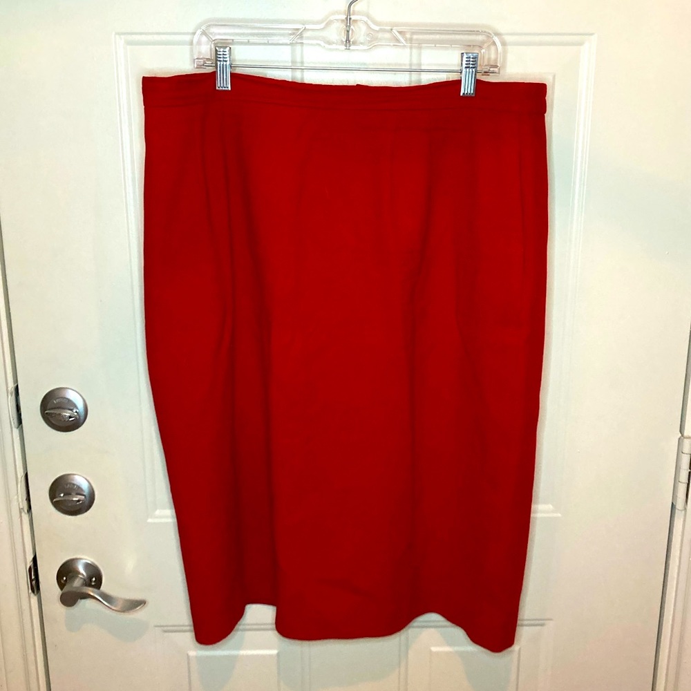 True Red Wool Pencil Skirt
